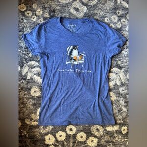 Global Culture NZ Blue Graphic Yellow-eyed Penguin and Wine Women's T-Shirt